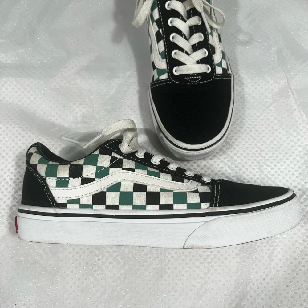 Vans Ward Checkerboard Sneakers Green and Black, Youth Sz 3.5 - Picture 8 of 12